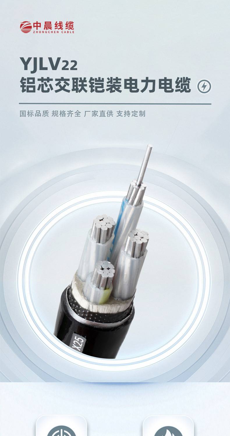 YJLV22鋁芯鎧裝1/2/3/4/5/3+1/3+2/4+1芯150/300電線電纜 國標鋁芯電纜